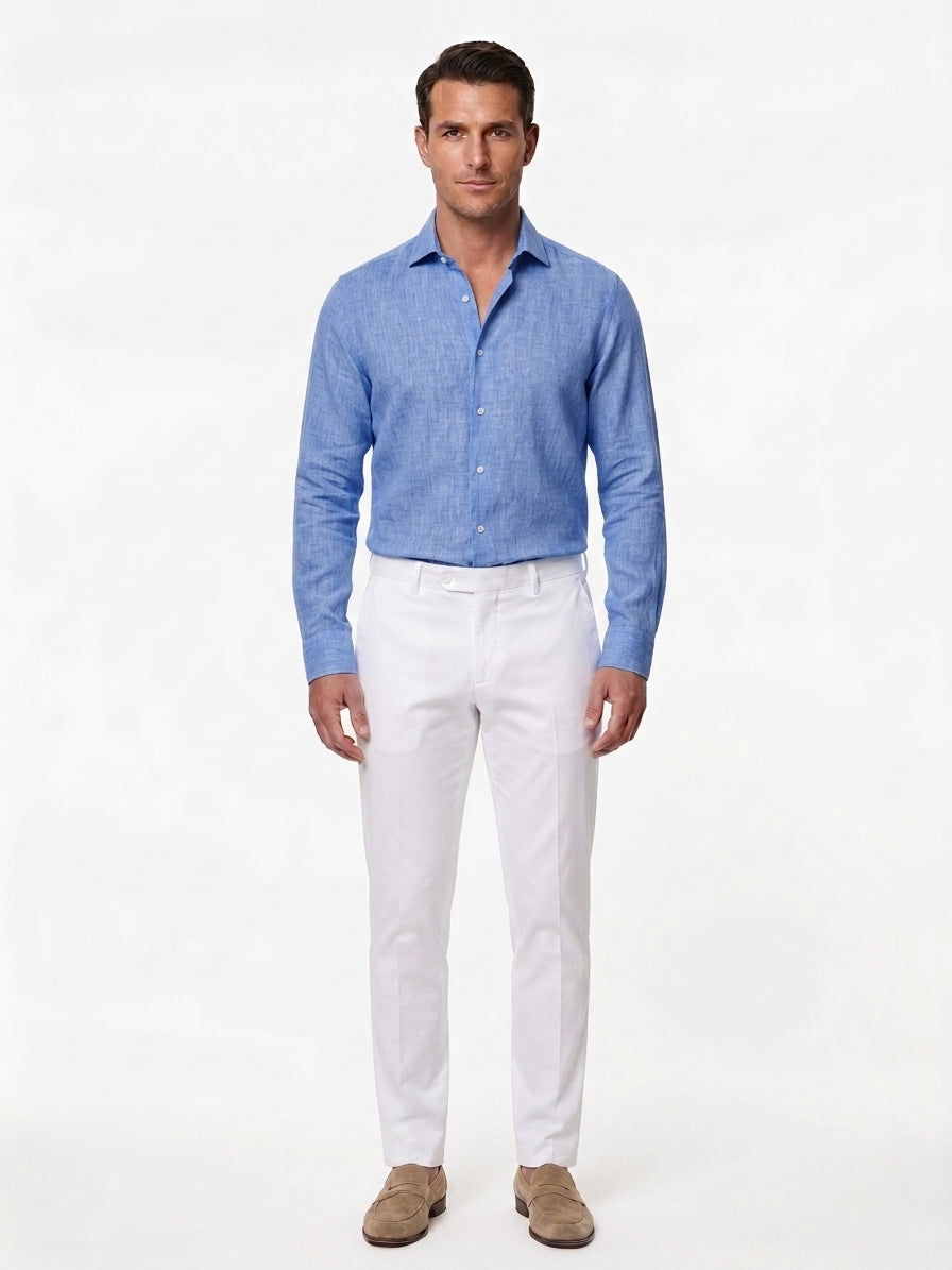 CAMICIA DI LINO AZZURRA