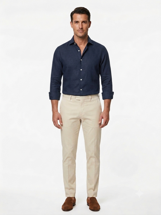 CAMICIA DI LINO BLU NAVY